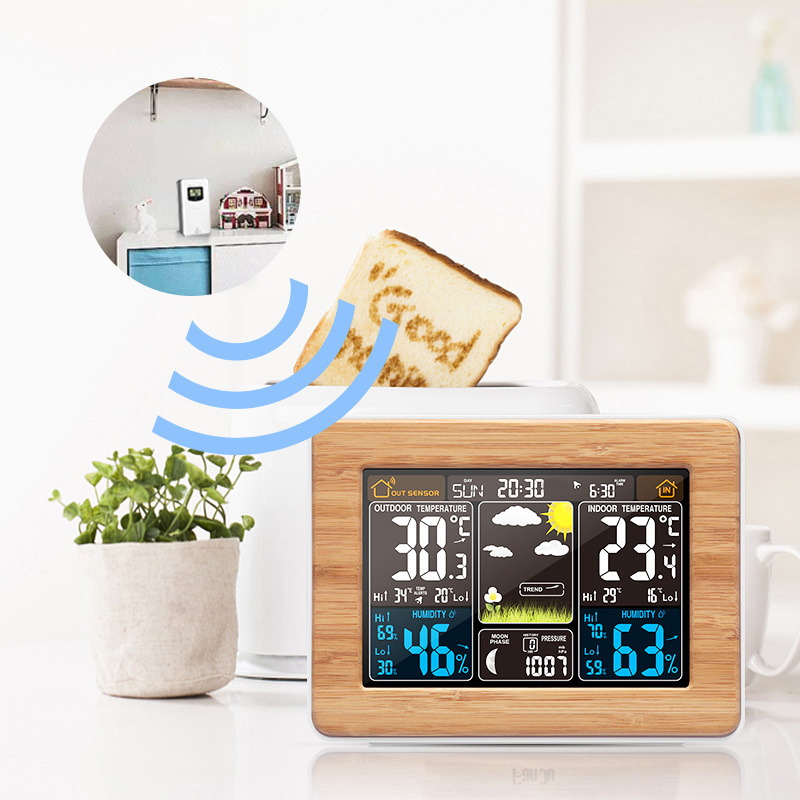 Weather Station Indoor - FanJu budzik cyfrowy temperatura wilgotność bezprzewodowy